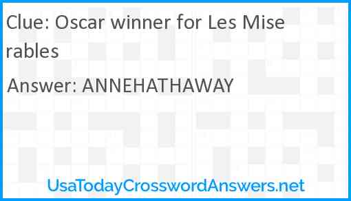 Oscar winner for Les Miserables Answer