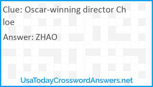 Oscar-winning director Chloe Answer