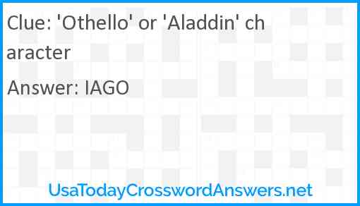 'Othello' or 'Aladdin' character Answer