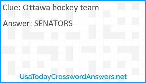 Ottawa hockey team Answer