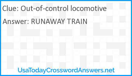 Out-of-control locomotive Answer