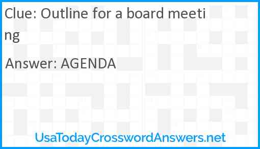 Outline for a board meeting Answer