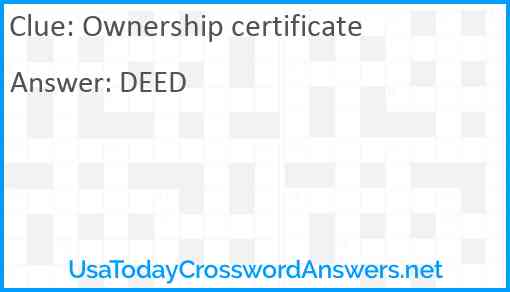 Ownership certificate Answer