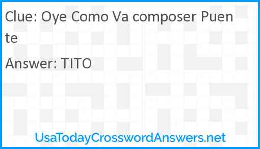 Oye Como Va composer Puente Answer