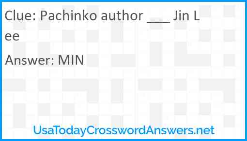 Pachinko author ___ Jin Lee Answer