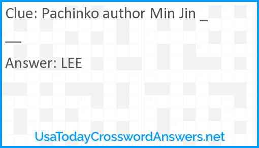 Pachinko author Min Jin ___ Answer