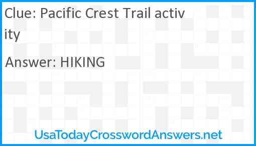 Pacific Crest Trail activity Answer