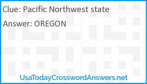 Pacific Northwest state Answer