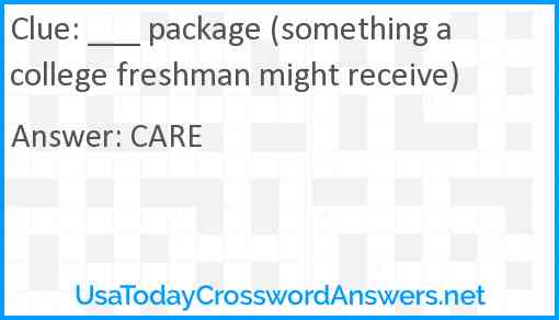 ___ package (something a college freshman might receive) Answer