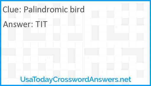Palindromic bird Answer