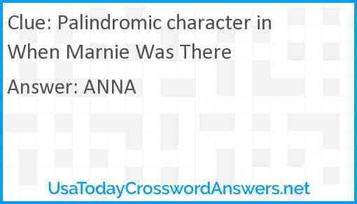 Palindromic character in When Marnie Was There Answer