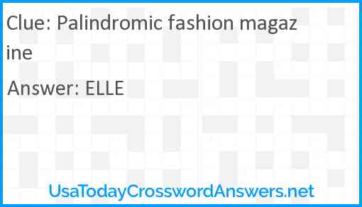 Palindromic fashion magazine Answer