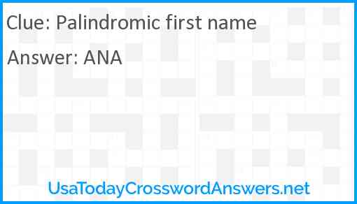Palindromic first name Answer