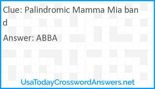 Palindromic Mamma Mia band Answer