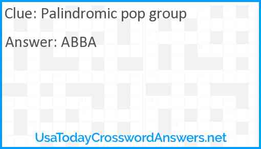 Palindromic pop group Answer