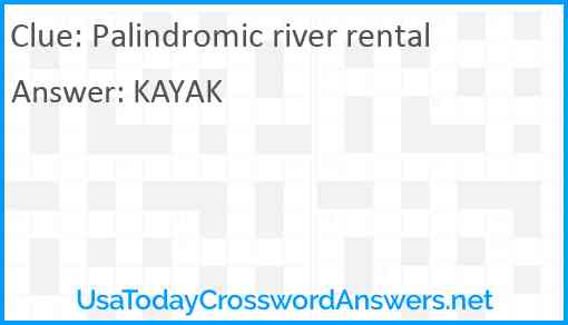 Palindromic river rental Answer