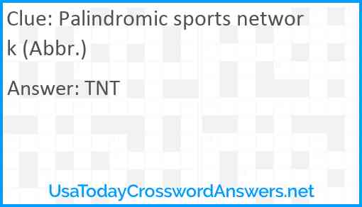 Palindromic sports network (Abbr.) Answer