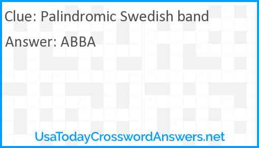 Palindromic Swedish band Answer
