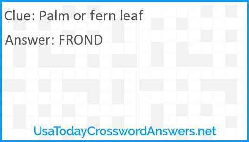 Palm or fern leaf Answer