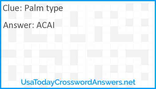Palm type crossword clue UsaTodayCrosswordAnswers net