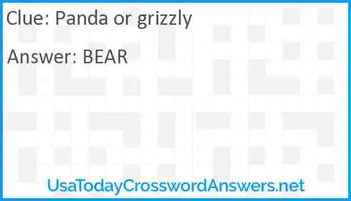 Panda or grizzly Answer