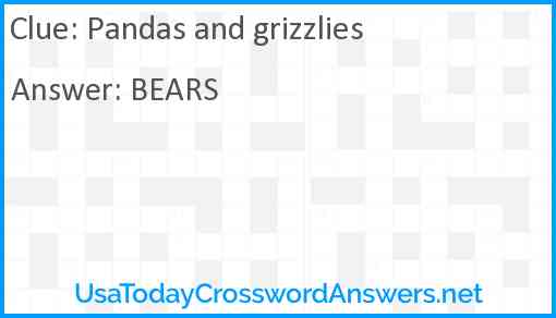Pandas and grizzlies Answer