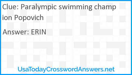 Paralympic swimming champion Popovich Answer