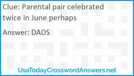 Parental pair celebrated twice in June perhaps Answer