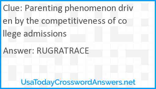 Parenting phenomenon driven by the competitiveness of college admissions Answer