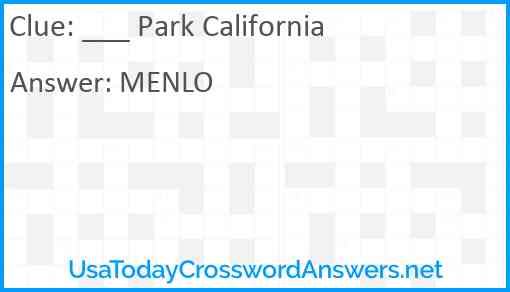 ___ Park California Answer