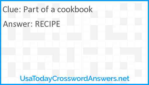 Part of a cookbook Answer