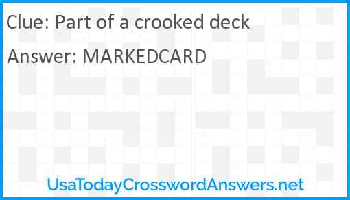 Part of a crooked deck Answer