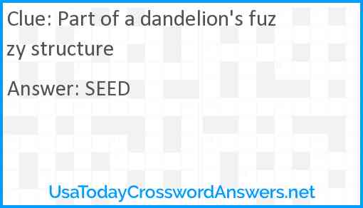 Part of a dandelion's fuzzy structure Answer