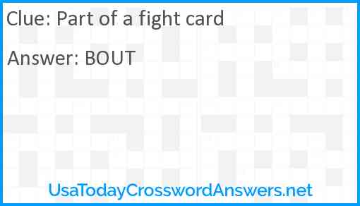 Part of a fight card Answer