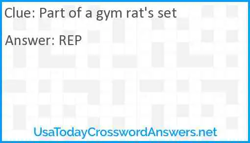 Part of a gym rat's set Answer