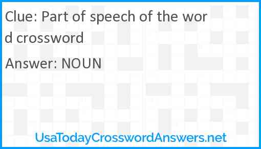 Part of speech of the word crossword Answer