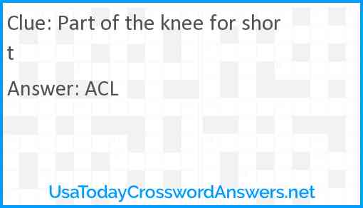 Part of the knee for short Answer