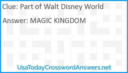 Part of Walt Disney World Answer