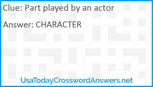 Part played by an actor Answer