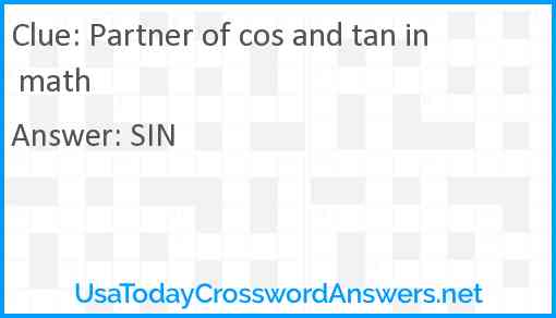Partner of cos and tan in math Answer