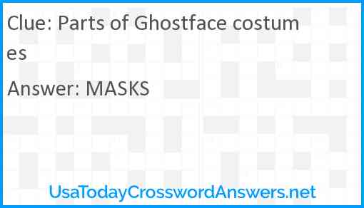 Parts of Ghostface costumes Answer