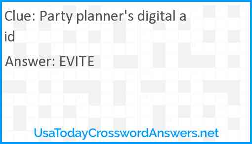 Party planner's digital aid Answer