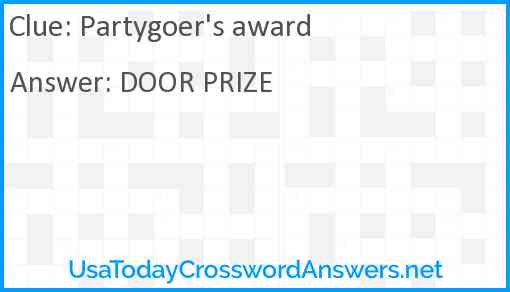 Partygoer #39 s award crossword clue UsaTodayCrosswordAnswers net