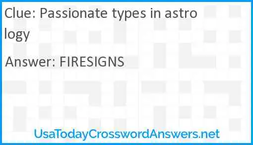 Passionate types in astrology Answer