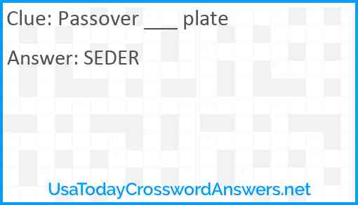 Passover ___ plate Answer