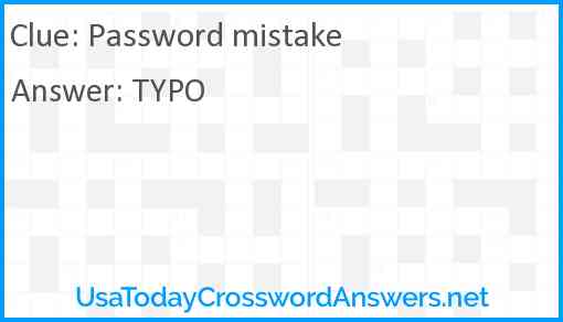 Password mistake Answer