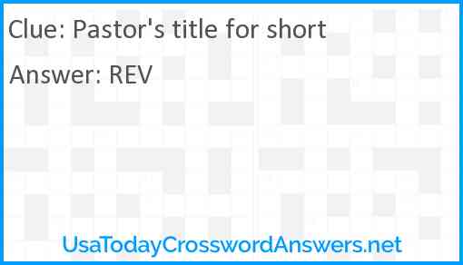 Pastor's title for short Answer