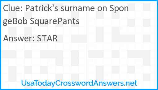 Patrick's surname on SpongeBob SquarePants Answer
