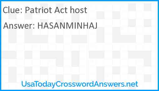 Patriot Act host Answer