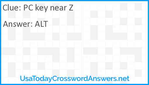PC key near Z Answer